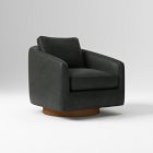 Open Box: Imogene Swivel Chair - Ludlow Leather Black, Dark Walnut
