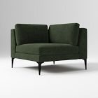 Open Box: Andes Corner - Performance Distressed Velvet Evergreen, Dark Pewter