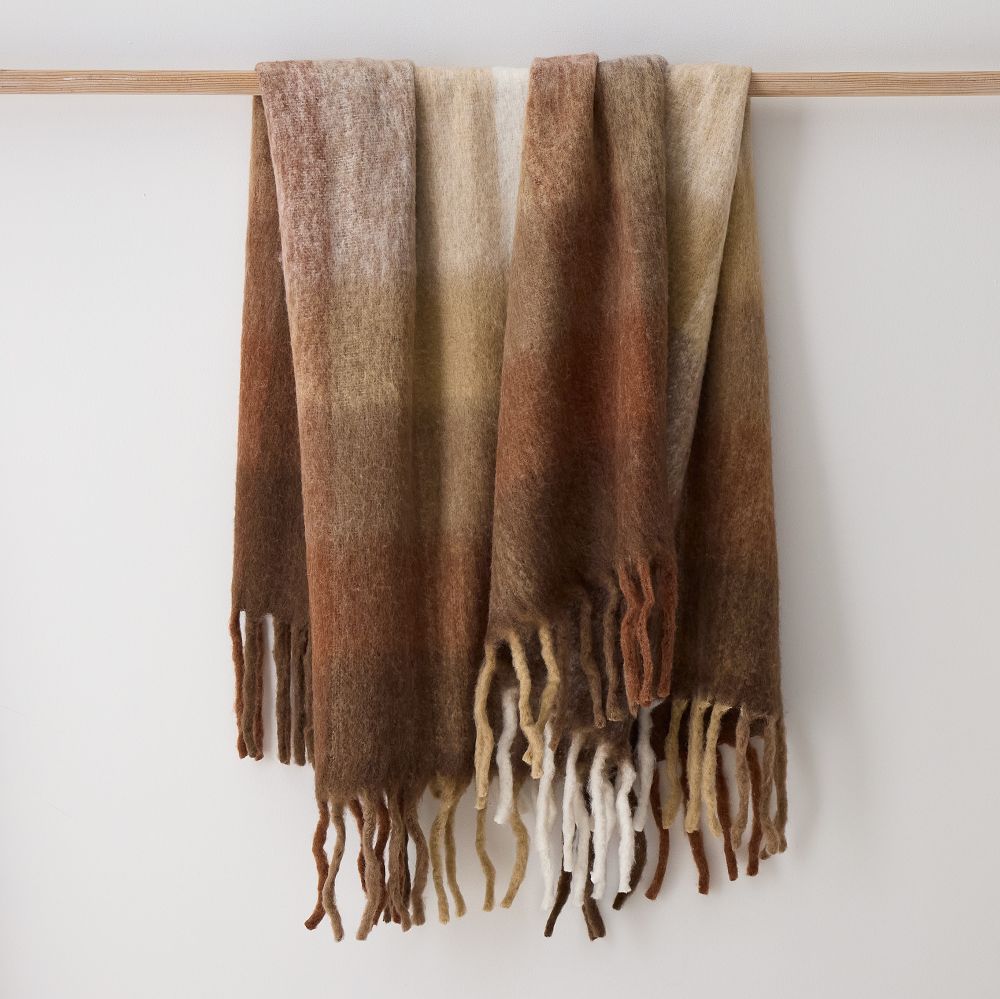 Faux Mohair Framed Ombre Throw