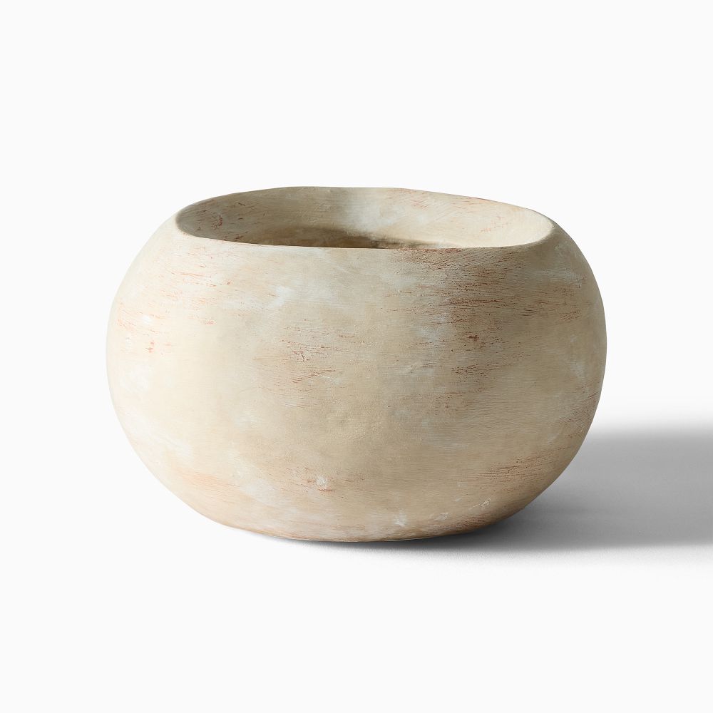 Chloe Textured Stone Planters - Medium, Rustic White