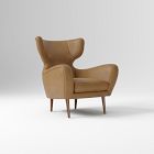 Open Box: Lucia Leather Wing Chair - Wood Legs