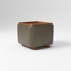 Open Box: Bowman Leather Single Storage Ottoman - Saddle Leather Slate, Cool Walnut