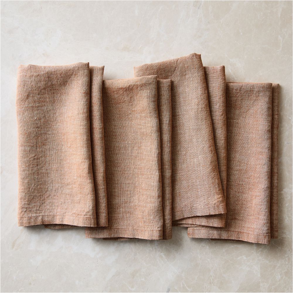 European Flax Linen Napkin Set, Terracotta