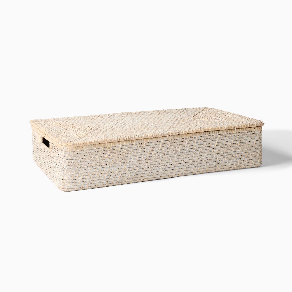 Modern Weave Rattan Underbed Baskets - Natural, Lidded Underbed