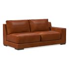 Open Box: Dalton RA 78" Sofa, Down, Saddle Leather, Nut, Black