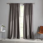 Open Box: Crossweave Curtain with Blackout Lining, Charcoal, 48"X108"