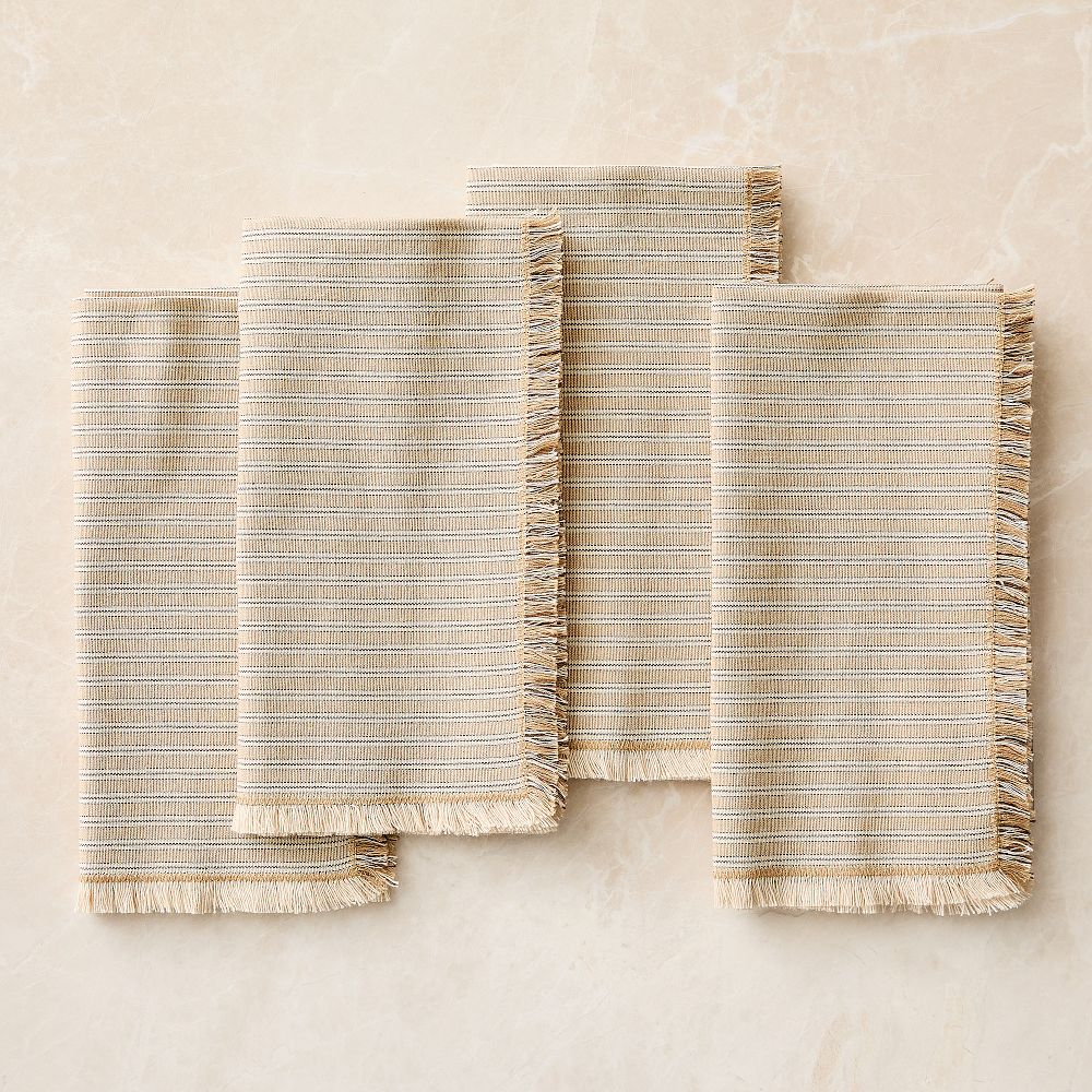 Sadie Stripe Napkin Sets - Beige, Set of 8