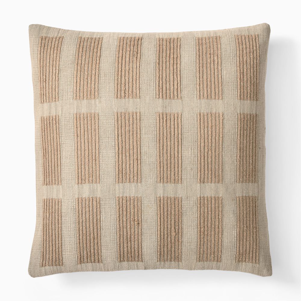 Brick Grid Pillow Cover - 20x20, Natural + Feather Insert