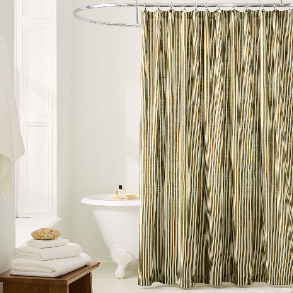 Pierce & Ward Mini Stripe Shower Curtain - Olive
