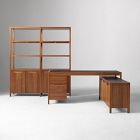 Hughes L-Shaped Desk with File &amp; Storage Cabinets (68") &amp; Tall Double Wide Bookcase Set