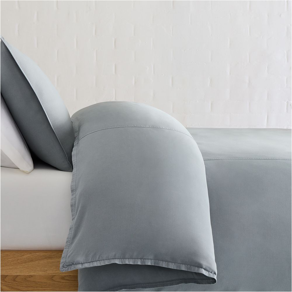 Brushed TENCEL™ Twill Duvet Cover & (2) Standard Shams - Full/Queen, Chambray Color