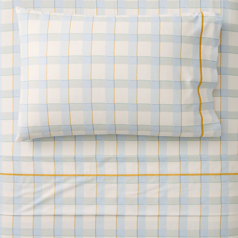Watercolor Gingham Sheet Set - Sheet Set, Queen, Green Multi