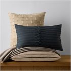 Neutral Striped Textured Pillow Cover &amp; Throw Set