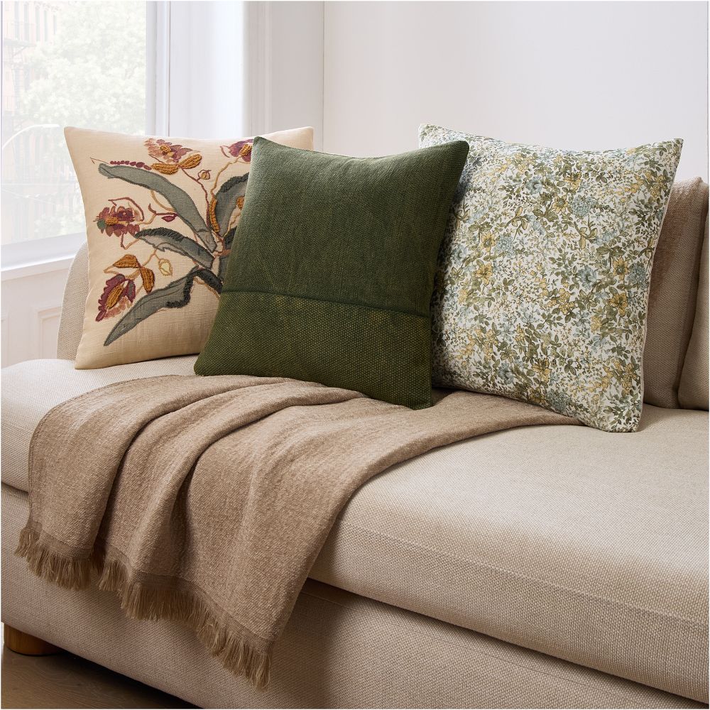 Earthy Garden Stitch Pillow Cover & Throw Set