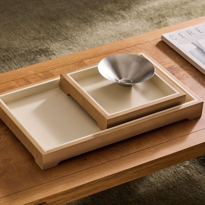 Two-Tone Wood Tray, Blonde Ash Decor | West Elm