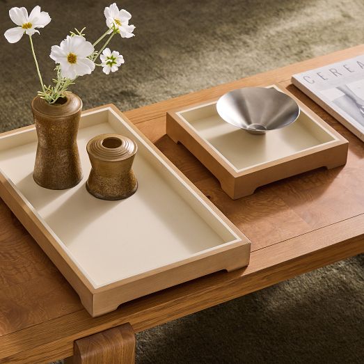 Two-Tone Wood Tray, Blonde Ash Decor | West Elm