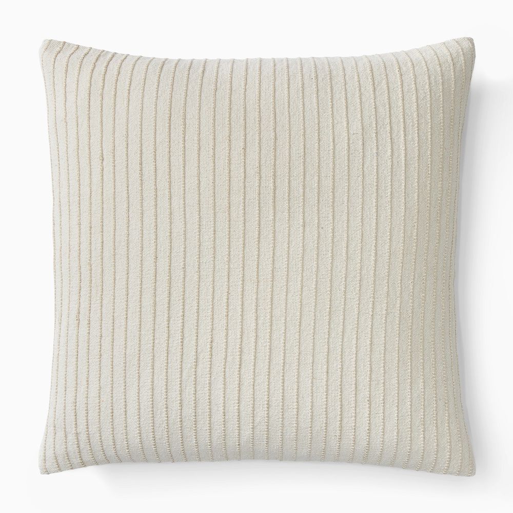 Jute Simple Line Pillow Cover - 20x20, Alabaster + Feather Insert