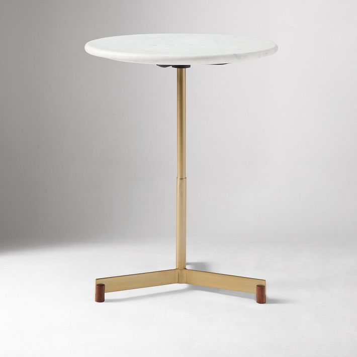 SIMPLIHOME Benning Mesa Auxiliar Moderna Contemporánea De Metal De 16 Pulgadas De Ancho En Blanco/Latón Antiguo, Completamente Ensamblada Para La Sala De Estar Y El Dormitorio