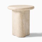 Menorca Outdoor 18" Side Table, Faux Travertine, Sienna Cloud