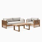 Santa Fe Slatted Outdoor Sofa (75"), Lounge Chair &amp; Portside Coffee Table Set