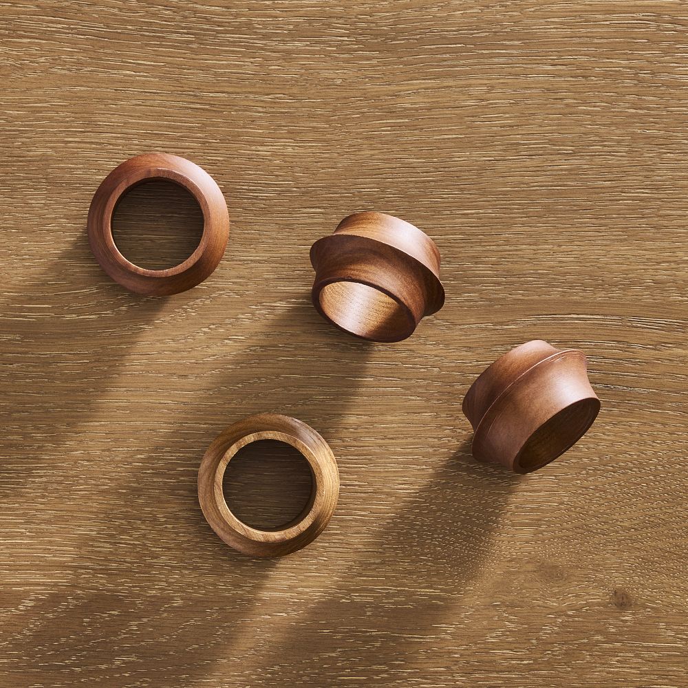 Tira Wood Napkin Rings - Dark Wood, Set of 4