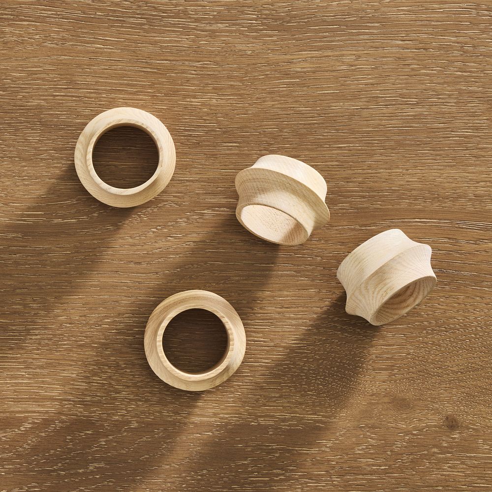 Tira Wood Napkin Rings - Light Wood, Set of 4