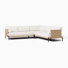 Ventura Outdoor 3-Piece L-Shaped Sectional, Aluminum, Natural, Dark Bronze, Slub Weave, Shore