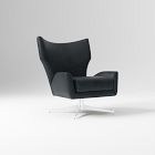 Open Box: Hemming Swivel Base Chair - Ludlow Leather Navy, Polished Nickel