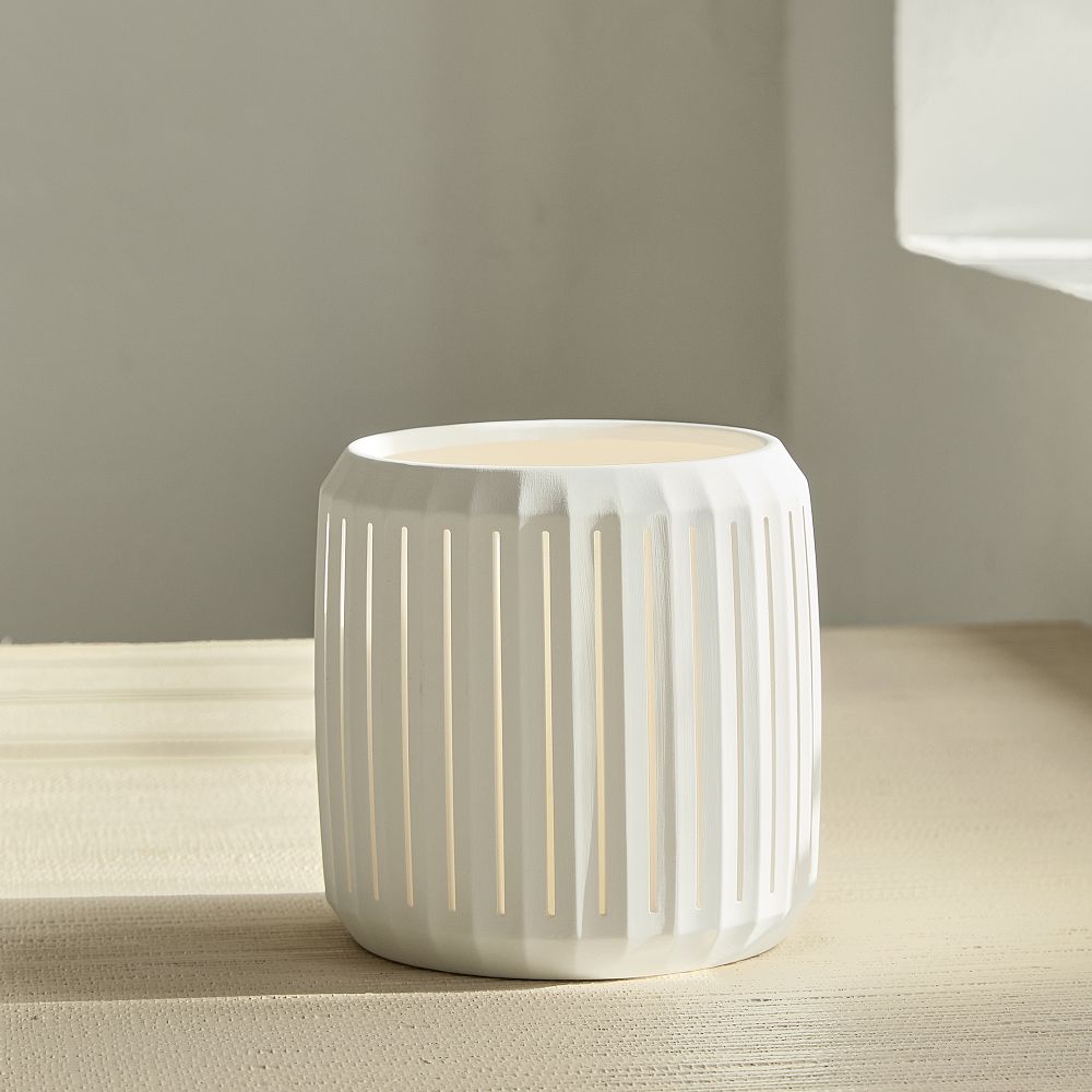 Slatted Porcelain Hurricanes - Alabaster, Small