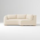 Open Box: Aviana Left Arm Wedge Return Sofa Bench - Deluxe Velvet Sand, Cool Walnut