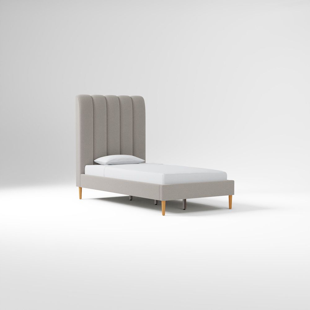 Andes Tall Vertical Tufting, Bed, Twin, PV, Silver, Almond