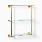 Open Box: Modern Overhang Triple Glass Shelf - Antique Brass