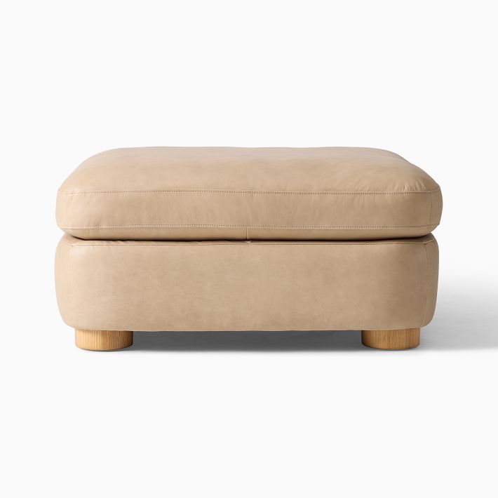 Leroy Leather Ottoman – Top-Grain, Modern Style | West Elm