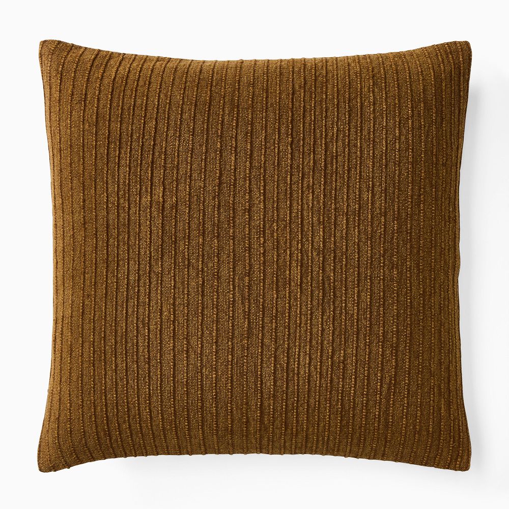 Jute Simple Line Pillow Cover - 20x20, Honey + Feather Insert