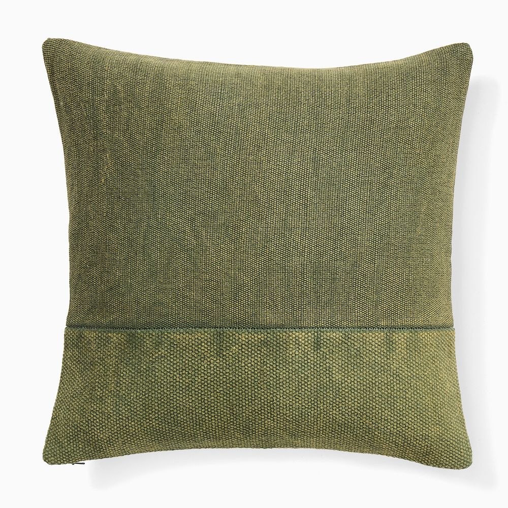 Cotton Canvas Pillow Cover - 18x18, Dark Olive + Feather Insert
