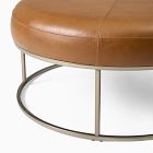 Box Frame Round Leather Ottoman