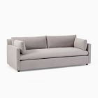 Light gray sofa with two cushions and square arms