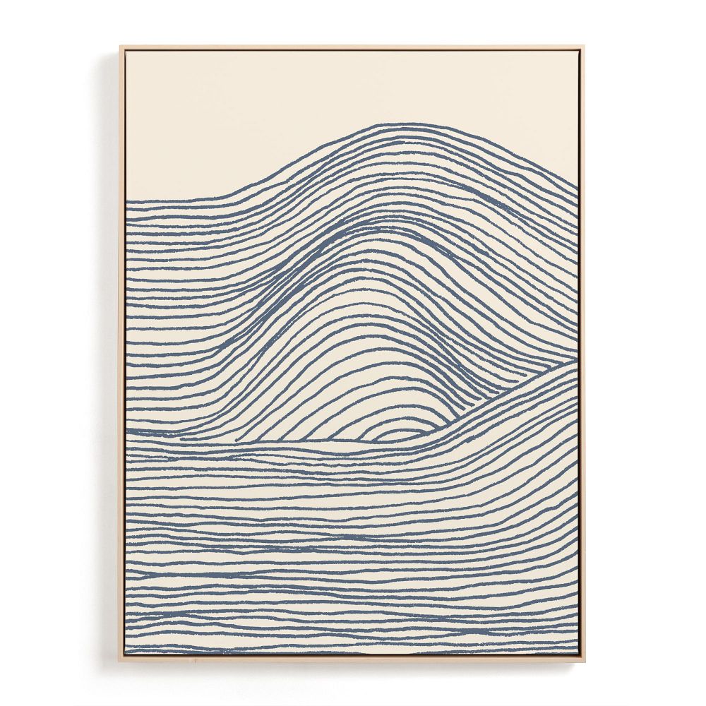 Rolling Waves Print Wall Art by Minted for West Elm - Natural Wood, Canvas, 30x40, Blue
