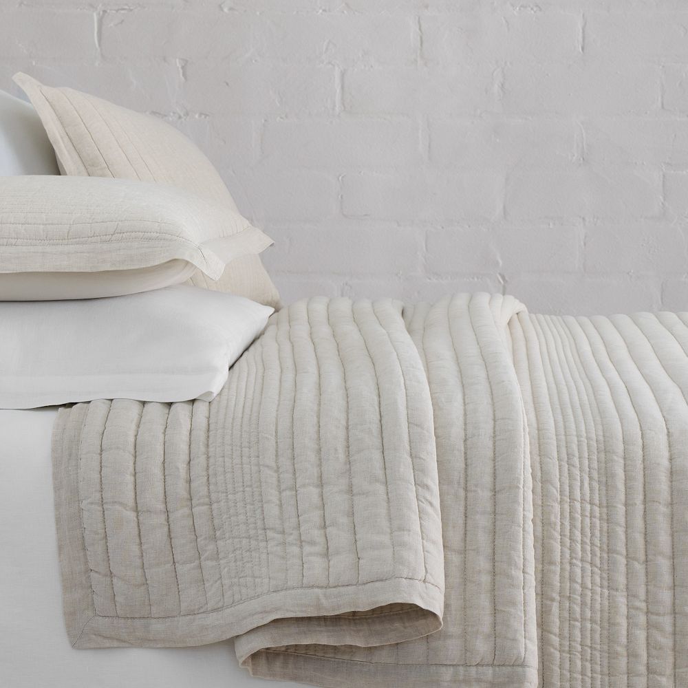 European Flax Linen Linework Quilt & Shams