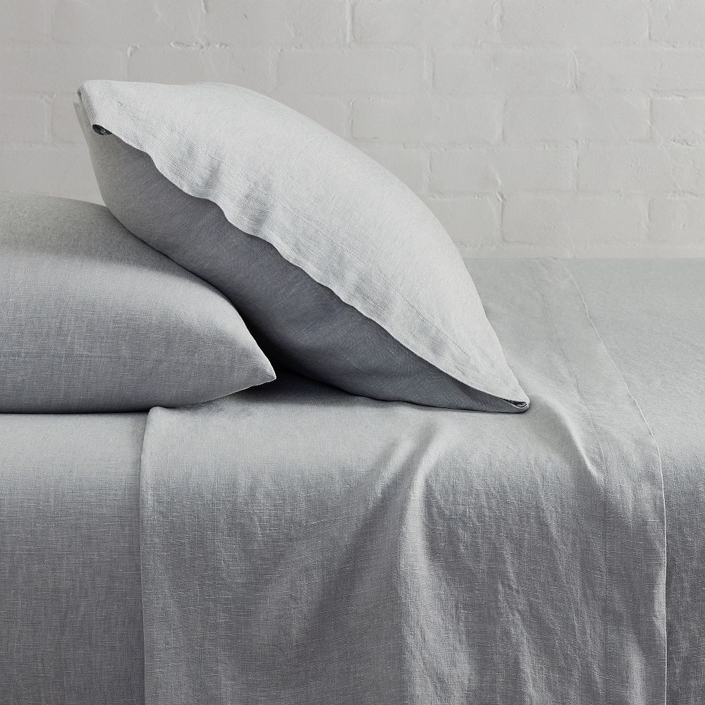 European Flax Linen Sheet Set - Cal King, Chambray Melange