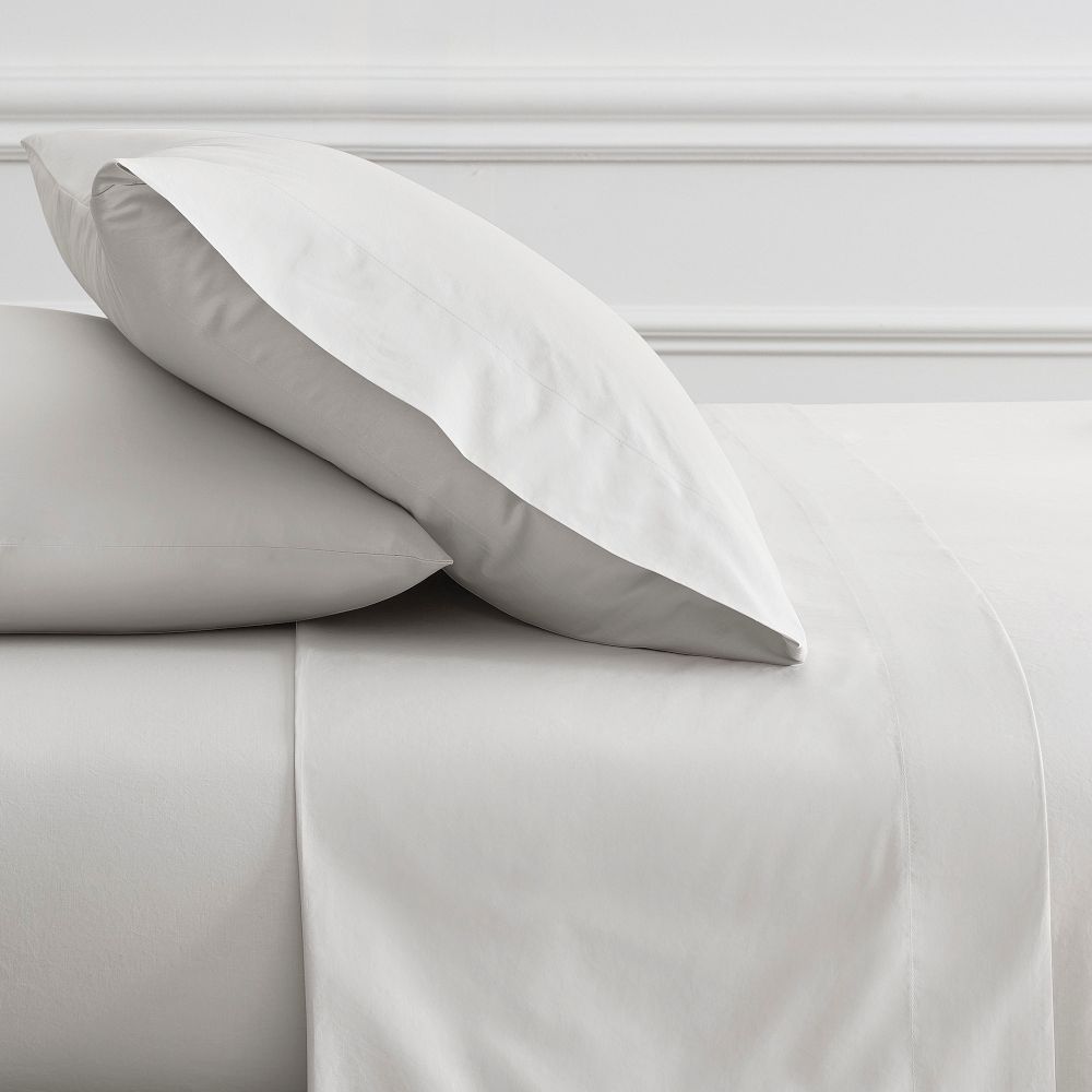 Organic Washed Cotton Percale Sheet Set - Queen, Frost Gray