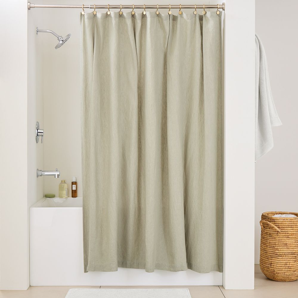 European Flax Linen Shower Curtain - Eucalyptus, 72x74