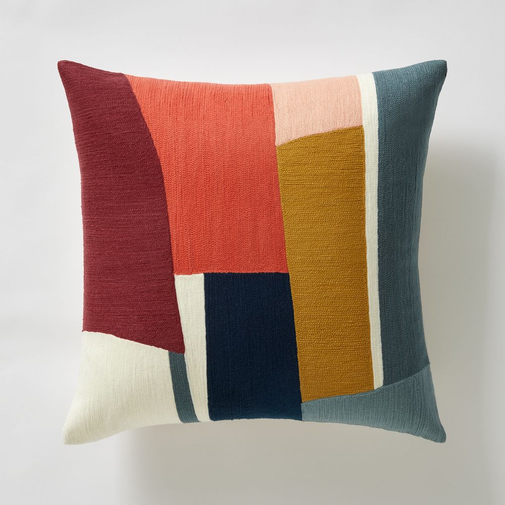 Crewel Geo Pieces Pillow (Indigo)