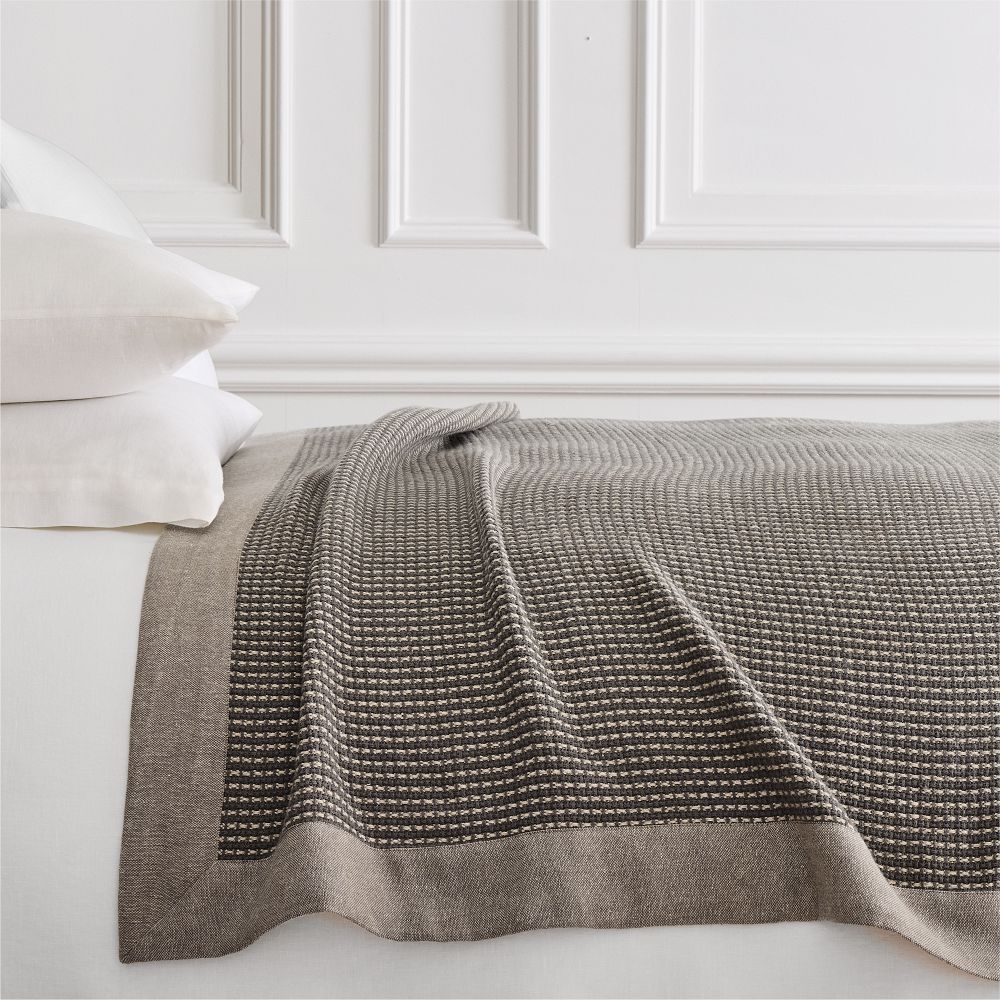 Two-Tone Cotton Linen Blanket - King/Cal.King, Aegean
