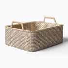 Open Box: Modern Weave Basket, Low Handle (14"W x 9"H) - Whitewash