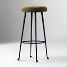 Open Box: Pierce and Ward Metal Bar Stool (30") - Deluxe Velvet Juniper, Dark Verdigris