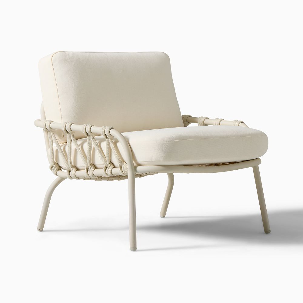 Vieste Outdoor Lounge Chair - White, Crosshatch Weave, Alabaster