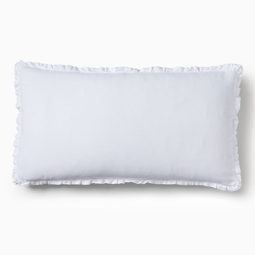European Flax Linen Ruffle Shams - White