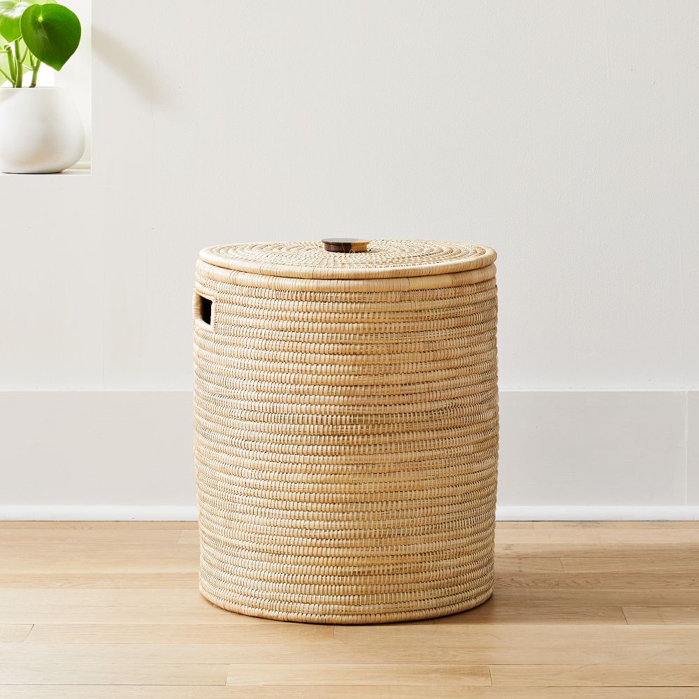 Wooden Handle Lidded Hampers
