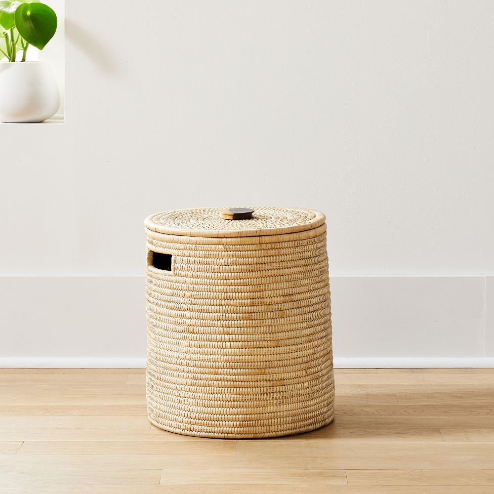 Wooden Handle Lidded Hampers